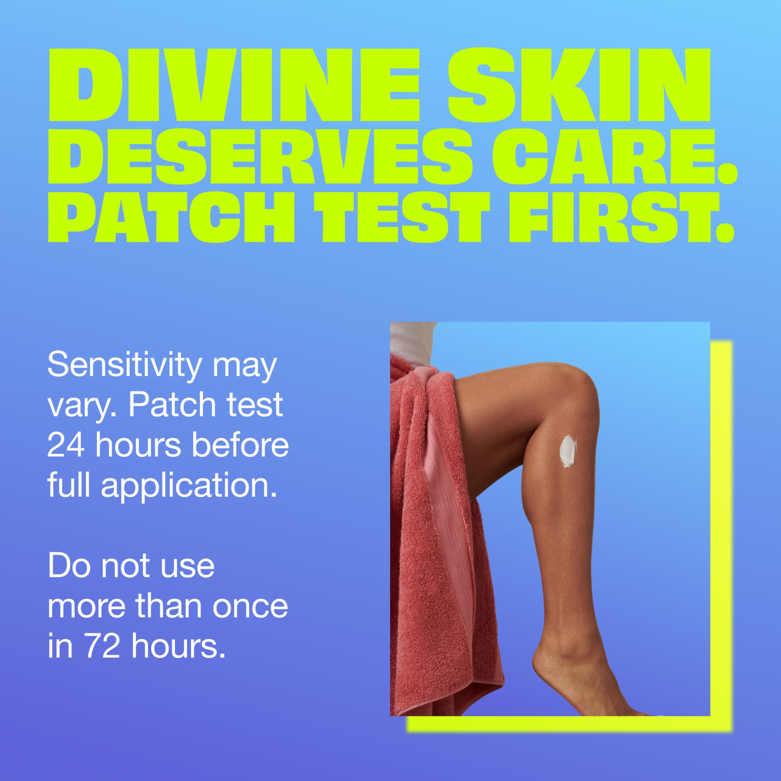 Application steps of Nair Shower Cream showing short wait time