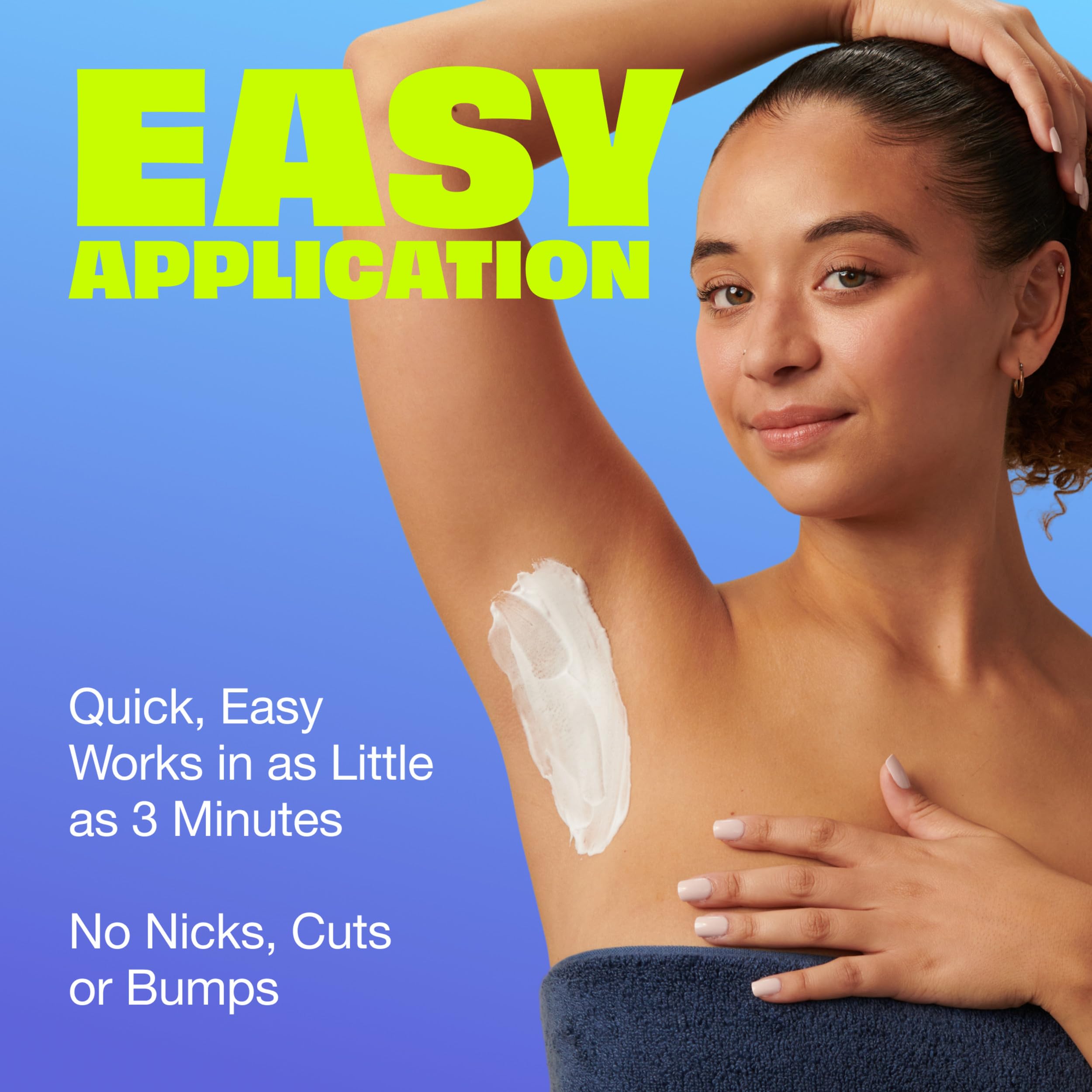 Underarms prepared with Nair Shower Cream for comfortable hair removal