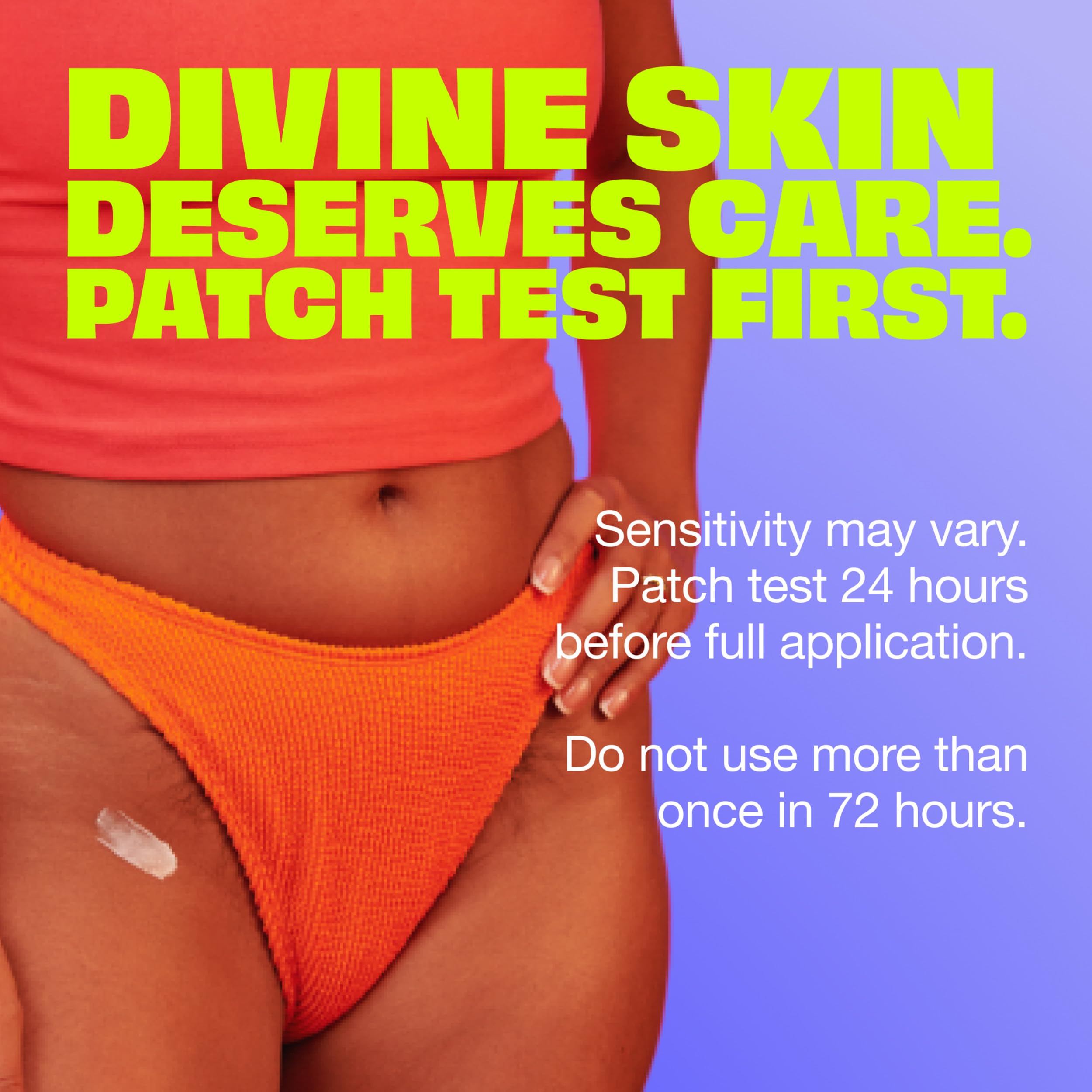 Underarm and bikini area use with Nair Glide-On for comfortable removal