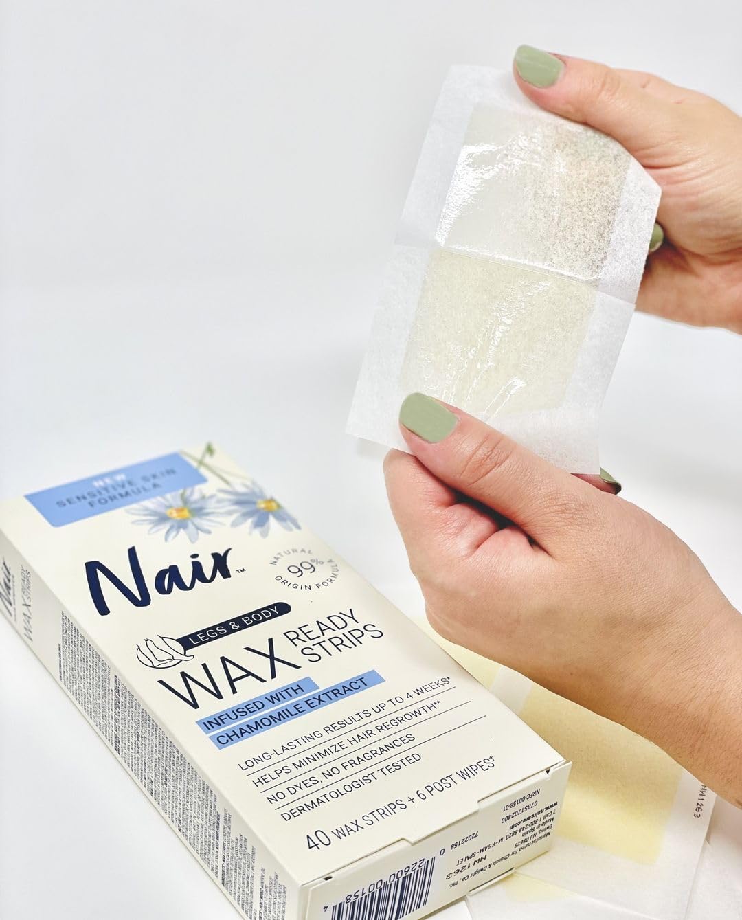 Nair Wax Strip close-up texture showing ready-to-use design