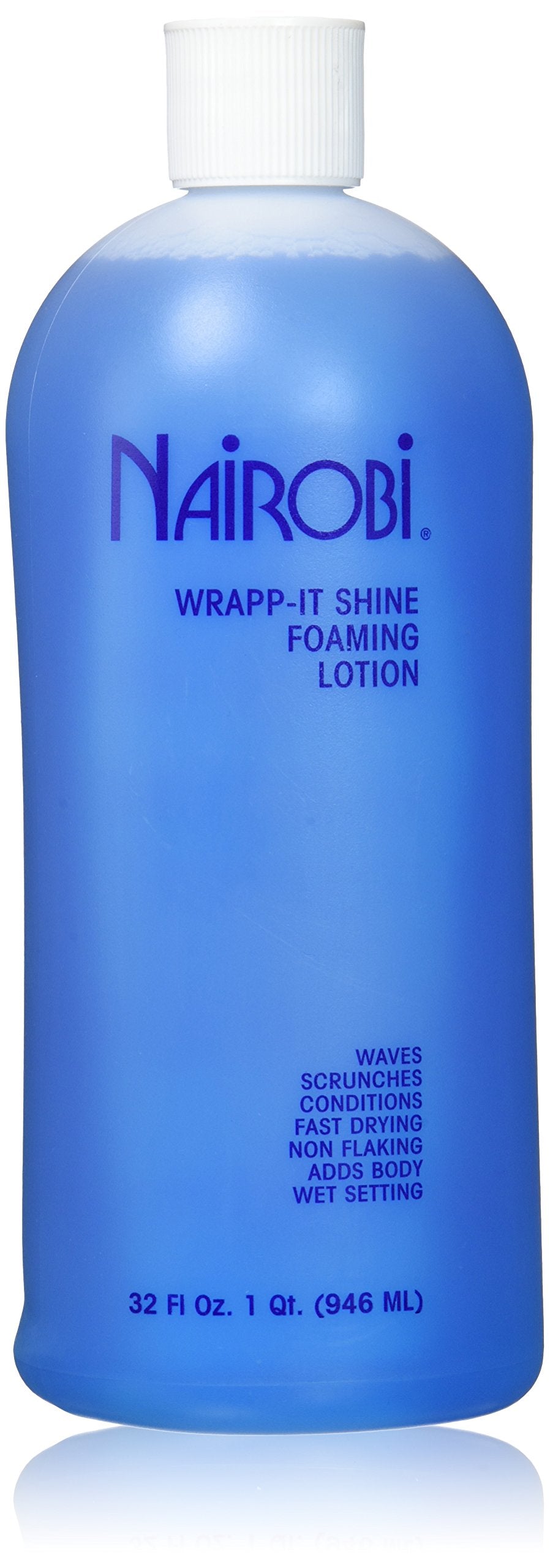 Nairobi Wrapp-It Shine foaming lotion bottle for easy dispensing.