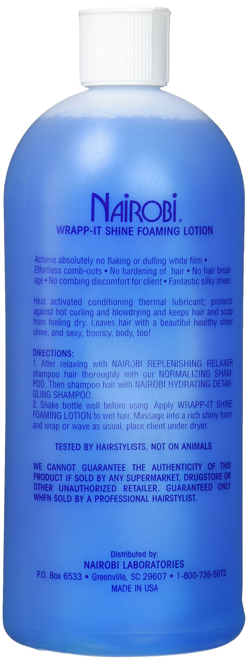 Nairobi Wrapp-It Shine foaming lotion foam for smooth distribution.
