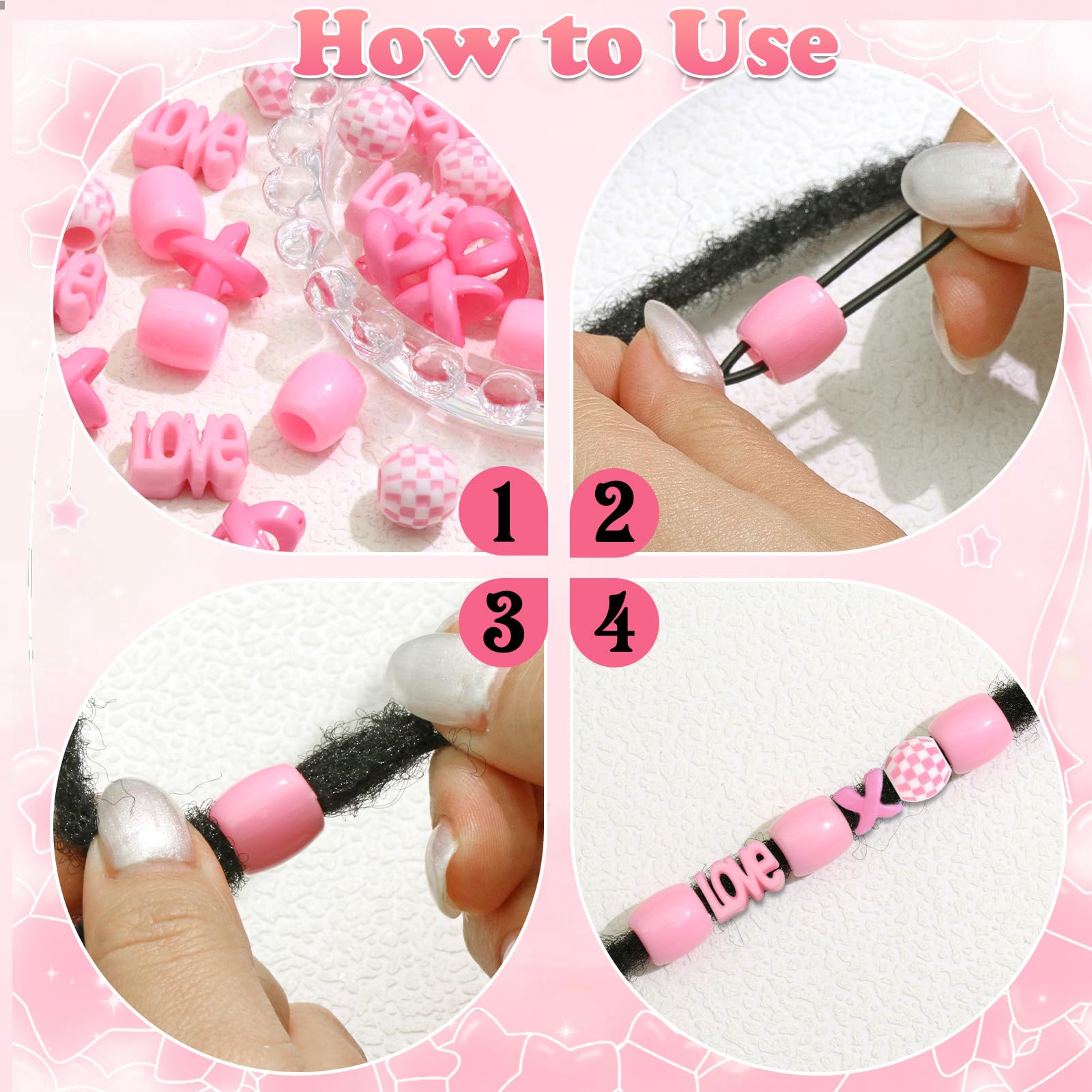 NAISKA pink pony beads pack enables easy styling