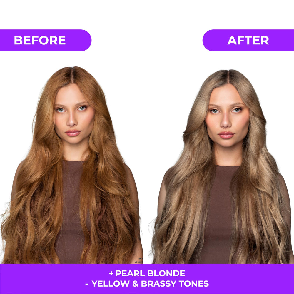 Naissant Pearl Blonde Mask swirl demonstrates even color deposition on hair strands.
