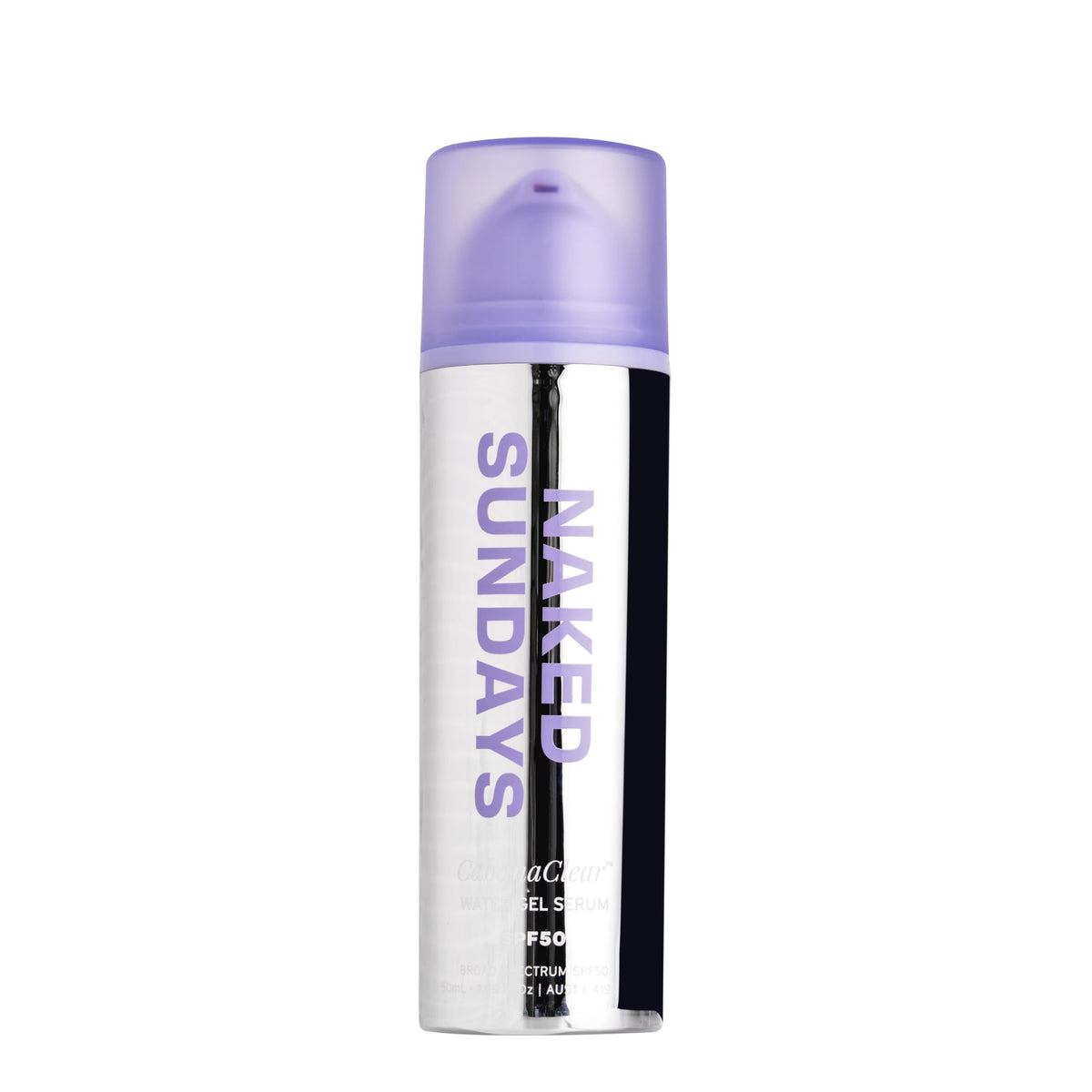 Naked Sundays CabanaClear bottle front with SPF50 daily protection