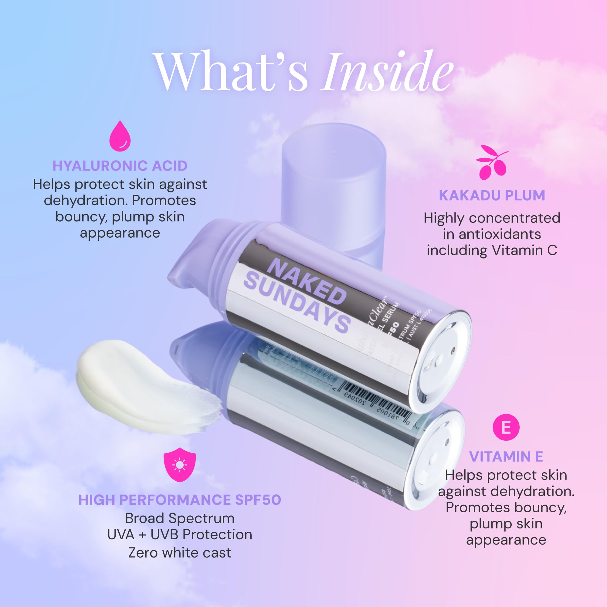 Naked Sundays CabanaClear hydrates visibly with a satin finish and no white cast.