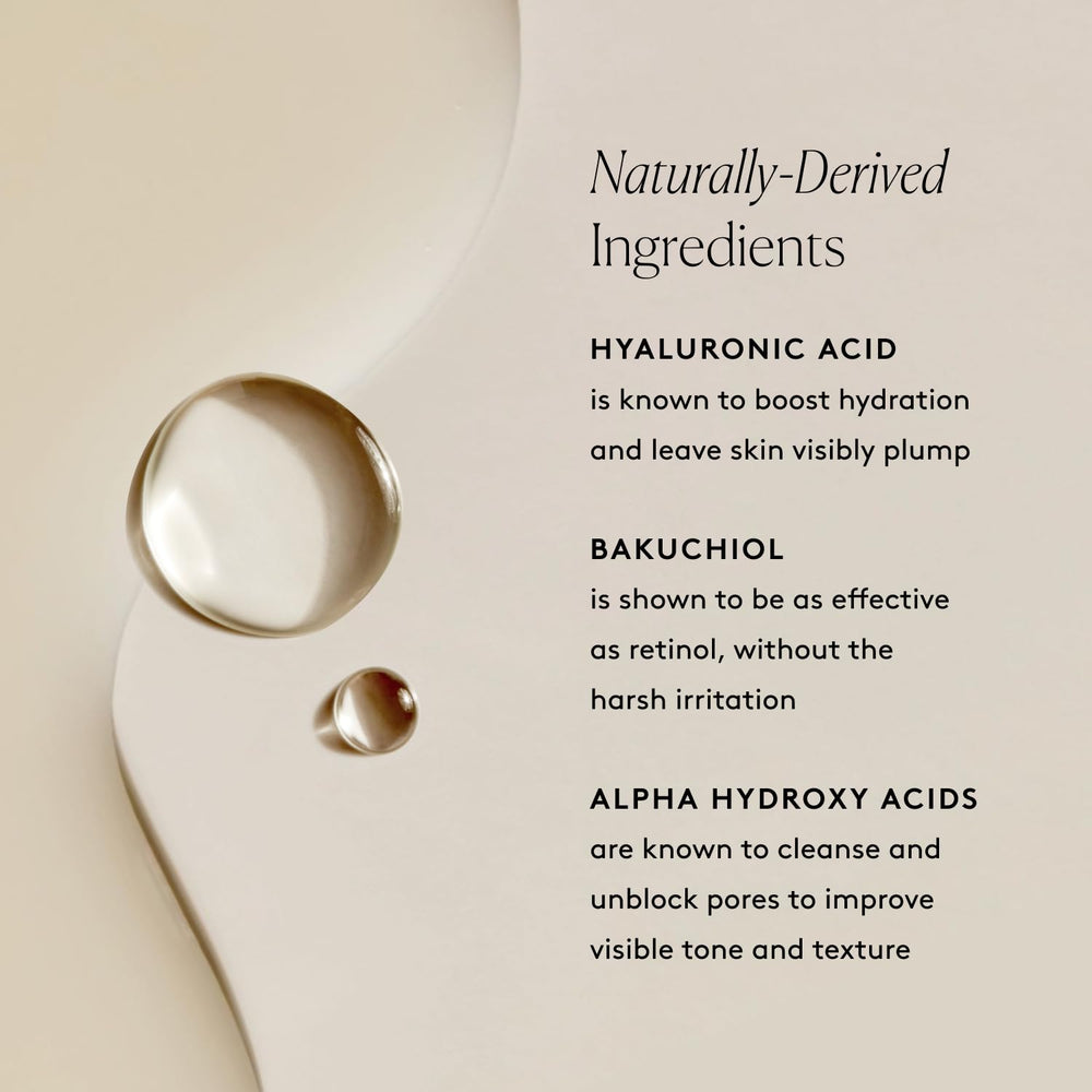 Naked & Thriving Bakuchiol highlight suggesting wrinkle and fine-line refinement.