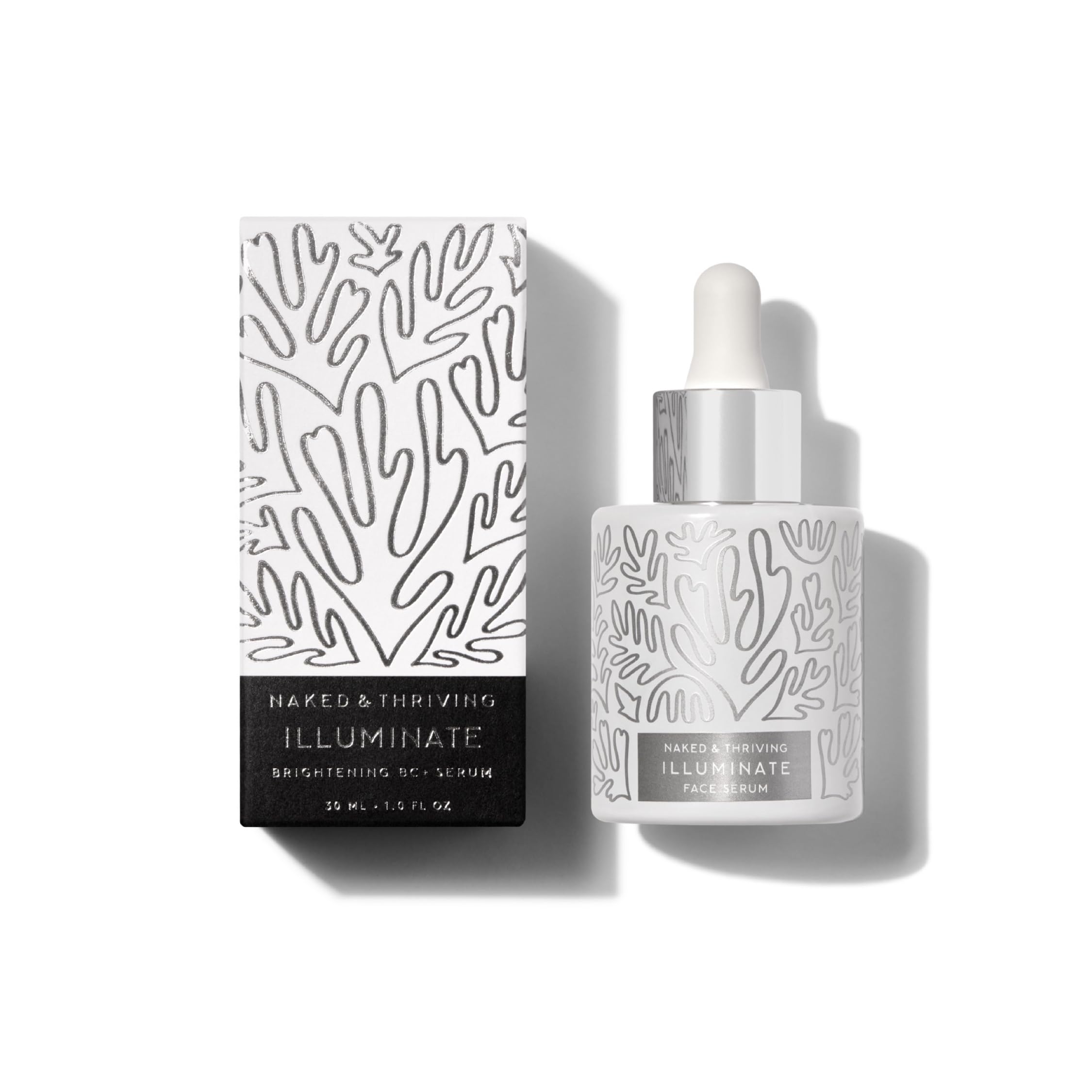 Naked & Thriving Illuminate BC+ serum bottle glowing with hydration for mature skin