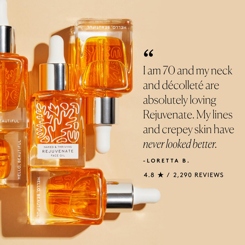 Naked & Thriving Rejuvenate oil texture close-up showing silky consistency.