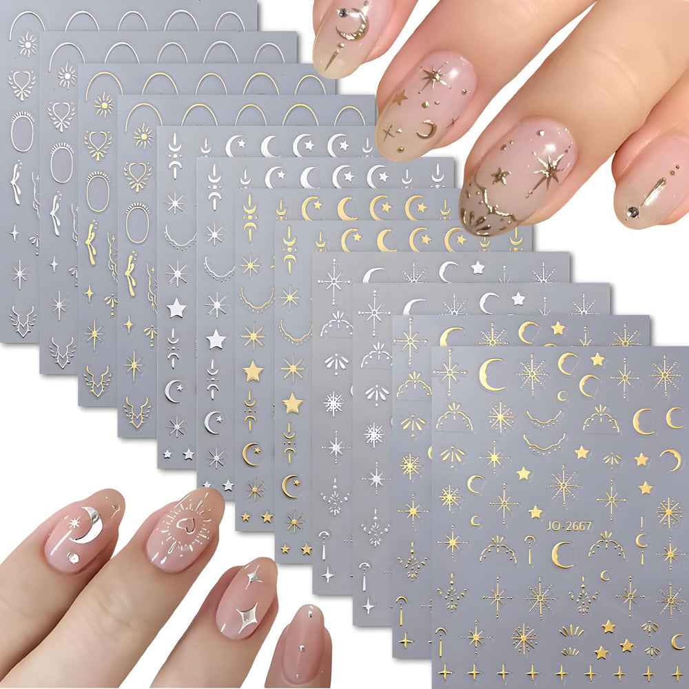 Namrec 12-sheets moon star nail stickers for stylish nail art decor