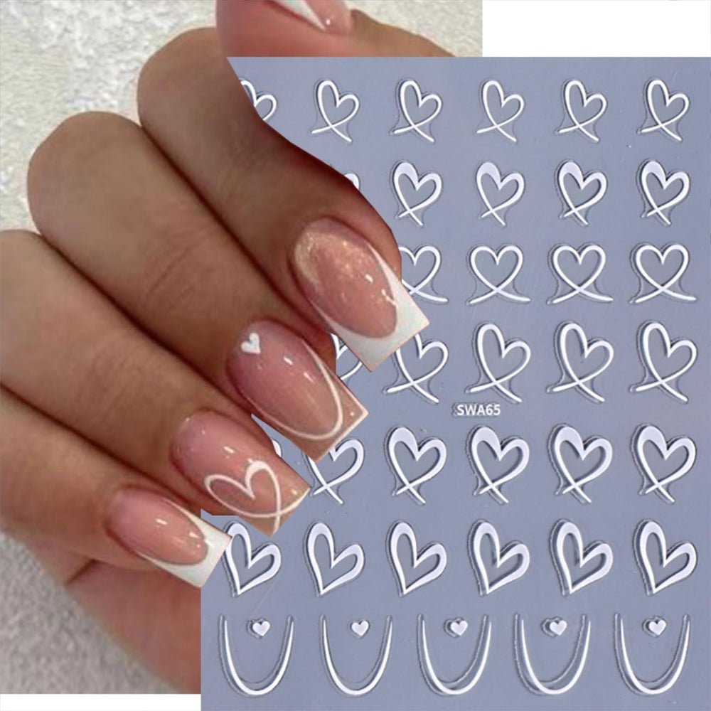 Namrec pegatinas corazones uñas, variedad de diseños para looks elegantes.