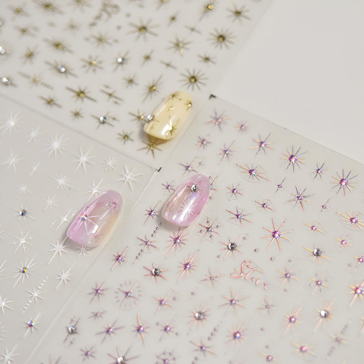 Namrec pegatinas estrella 3 hojas 5D: diseño elegante para uñas.