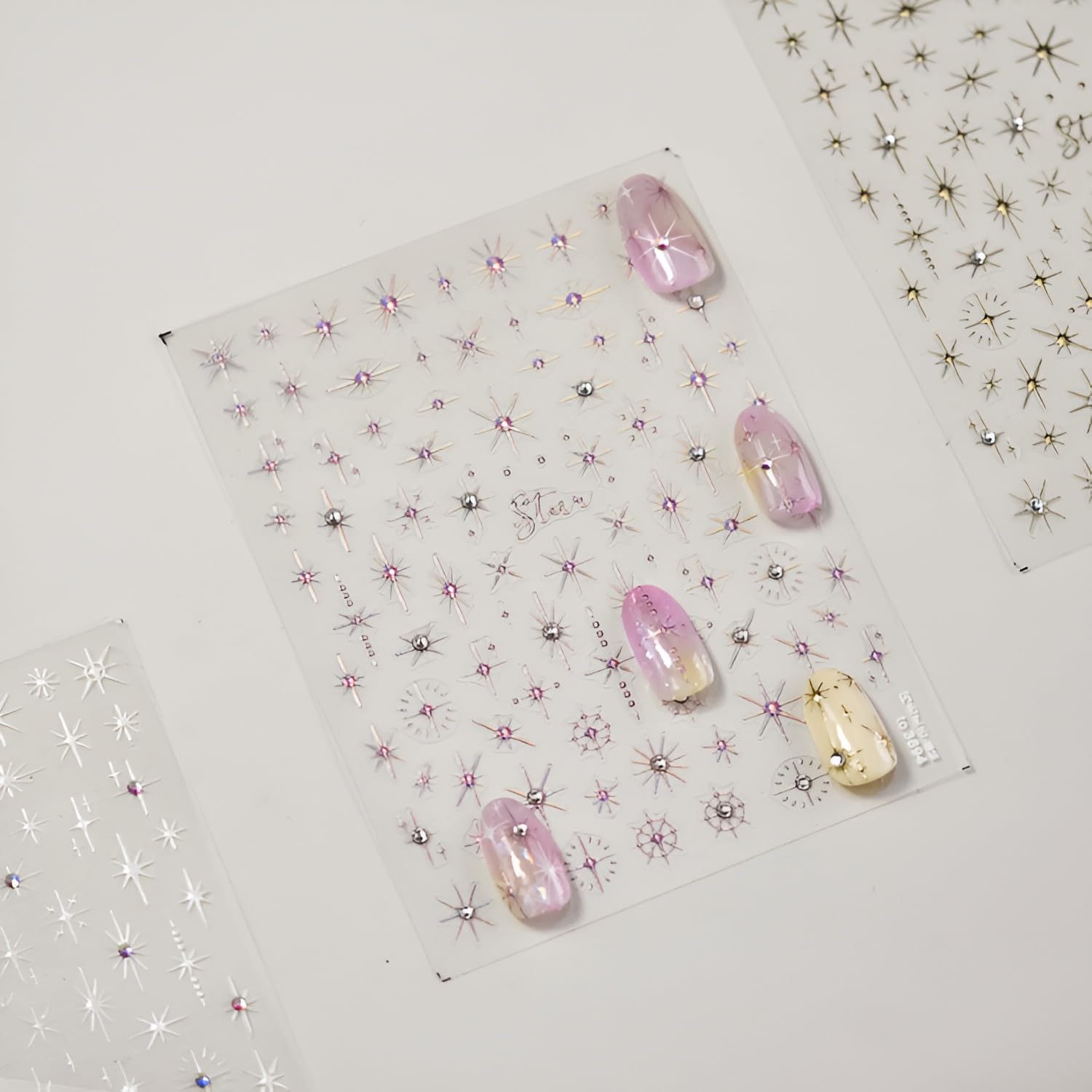 Namrec pegatinas estrella 3 hojas 5D: decora fundas y tarjetas.