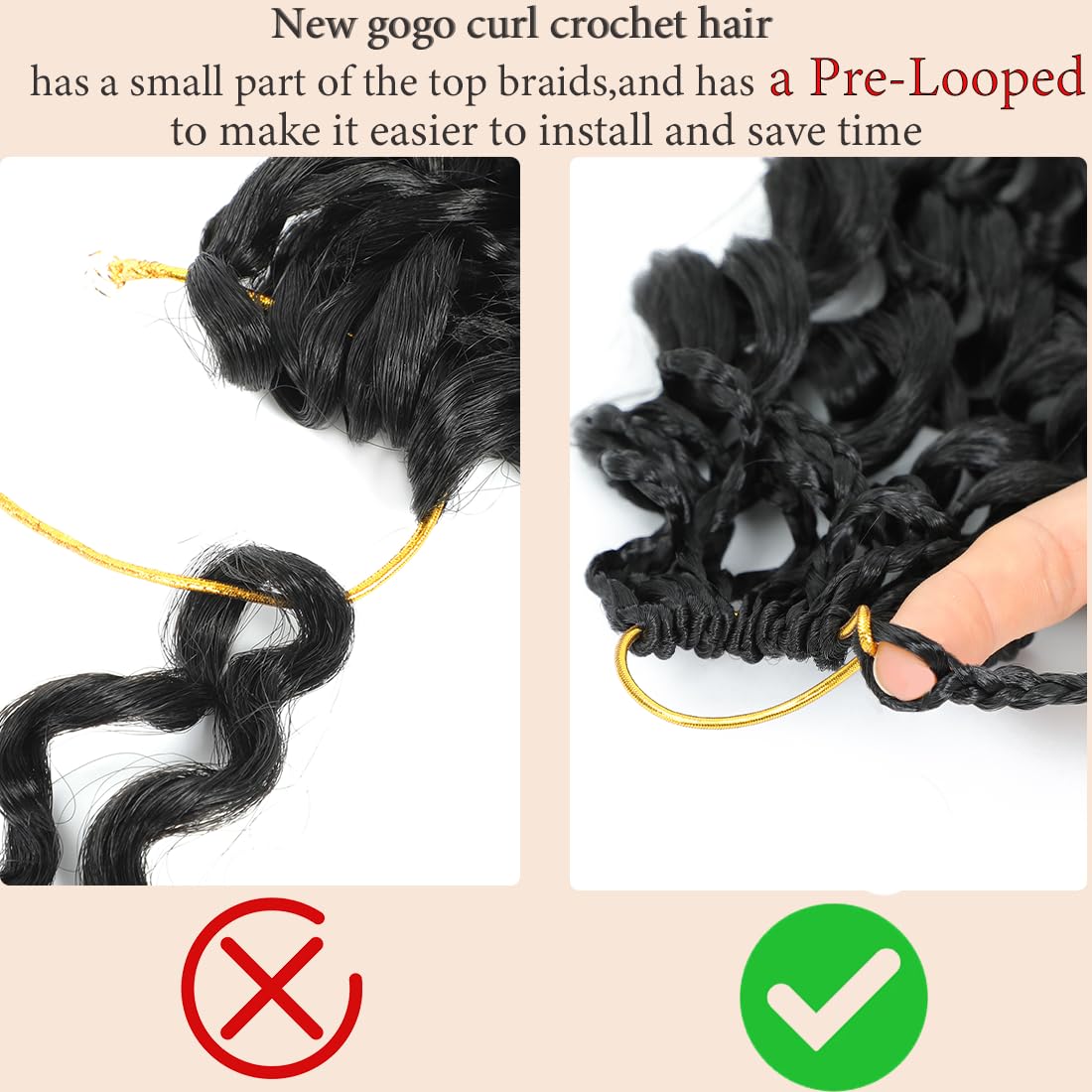 Naniciar Gogo Curl 12-inch ocean wave texture for durable, lightweight styling.