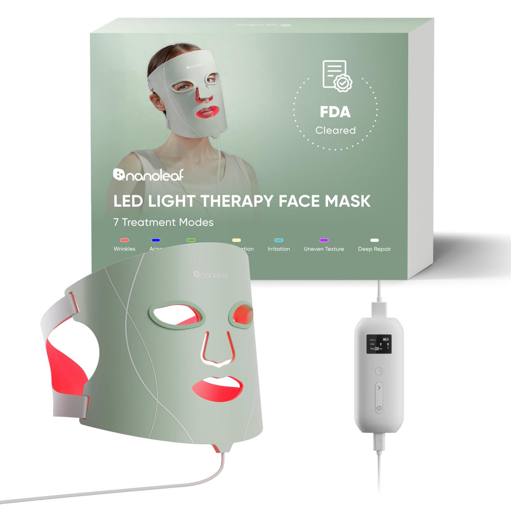 Nanoleaf LED light therapy mask front view offers full-face coverage for easy sessions