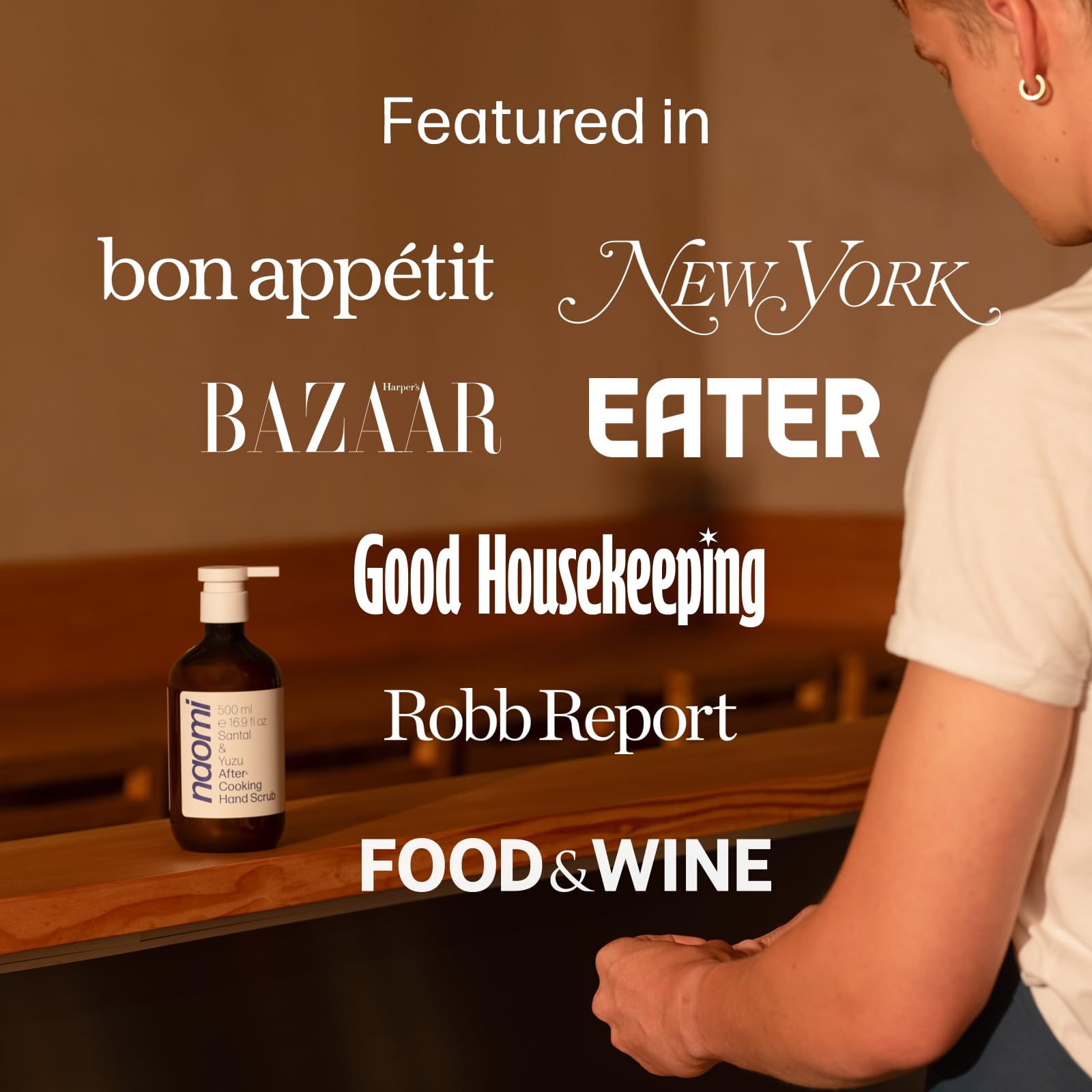 Naomi After-Cooking Hand Scrub two-stage odor-control formula in action.