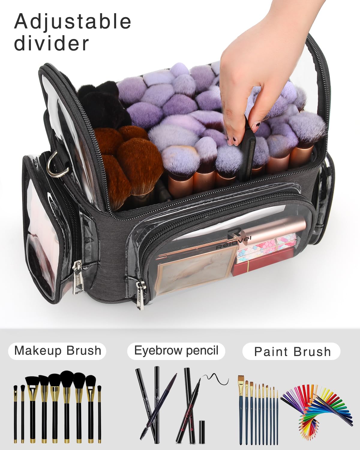 NAONAYA Transparent interior makes brushes easy to identify.
