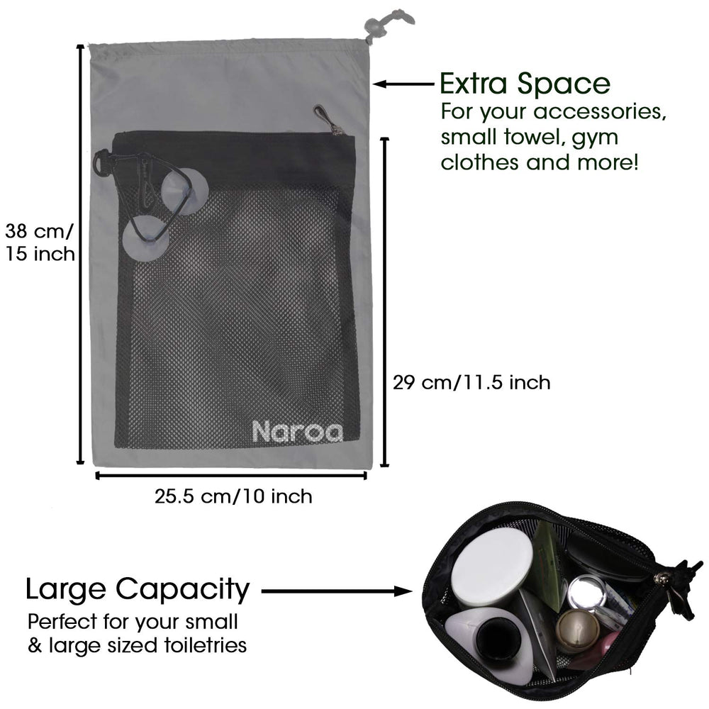 Naroa wet-dry storage capability keeps wet items away from dry belongings.