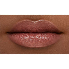Orgasm shade swirl on lips with peach-pink and golden shimmer for natural flush