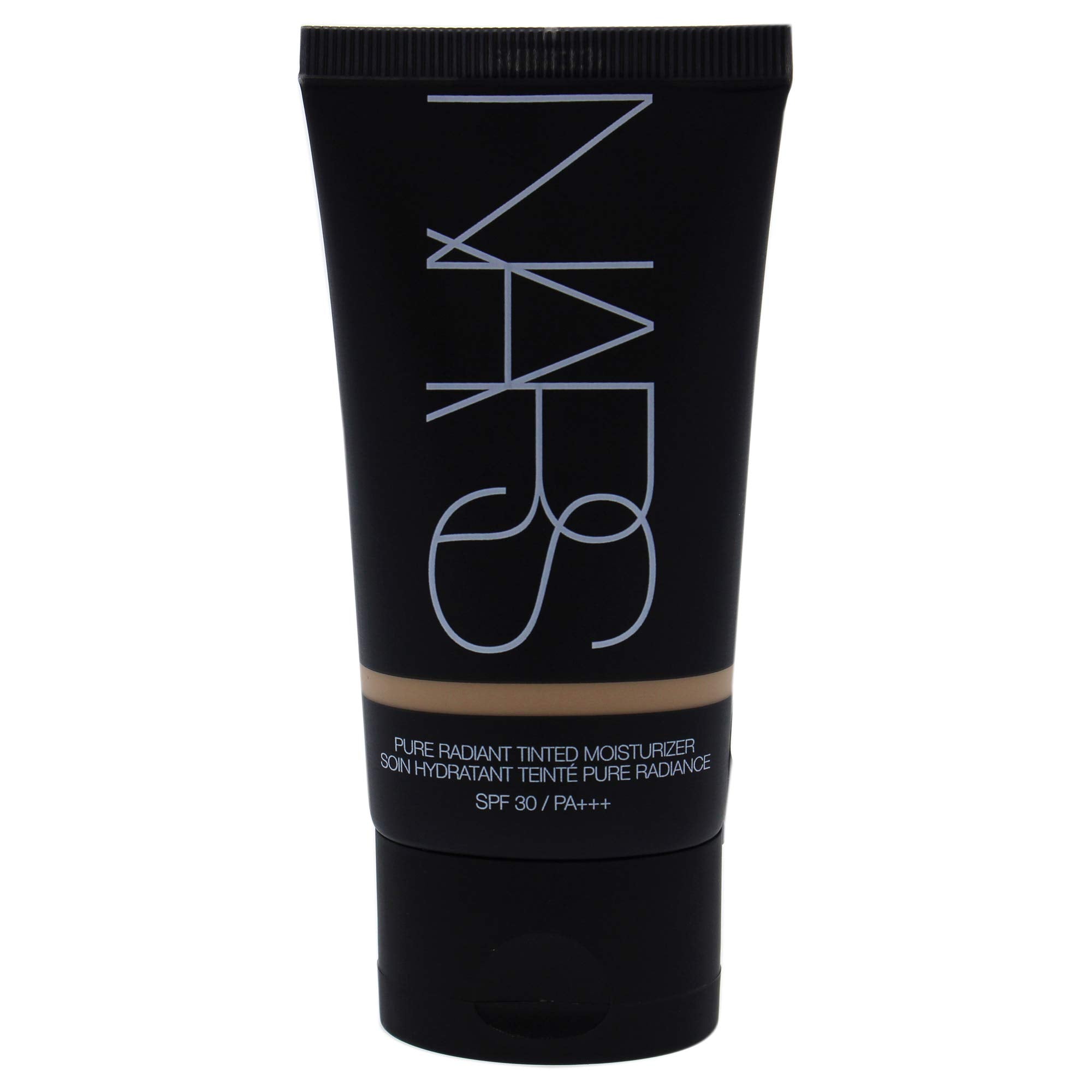 NARS Pure Radiant Tinted Moisturizer spread on skin for even tone and hydration.
