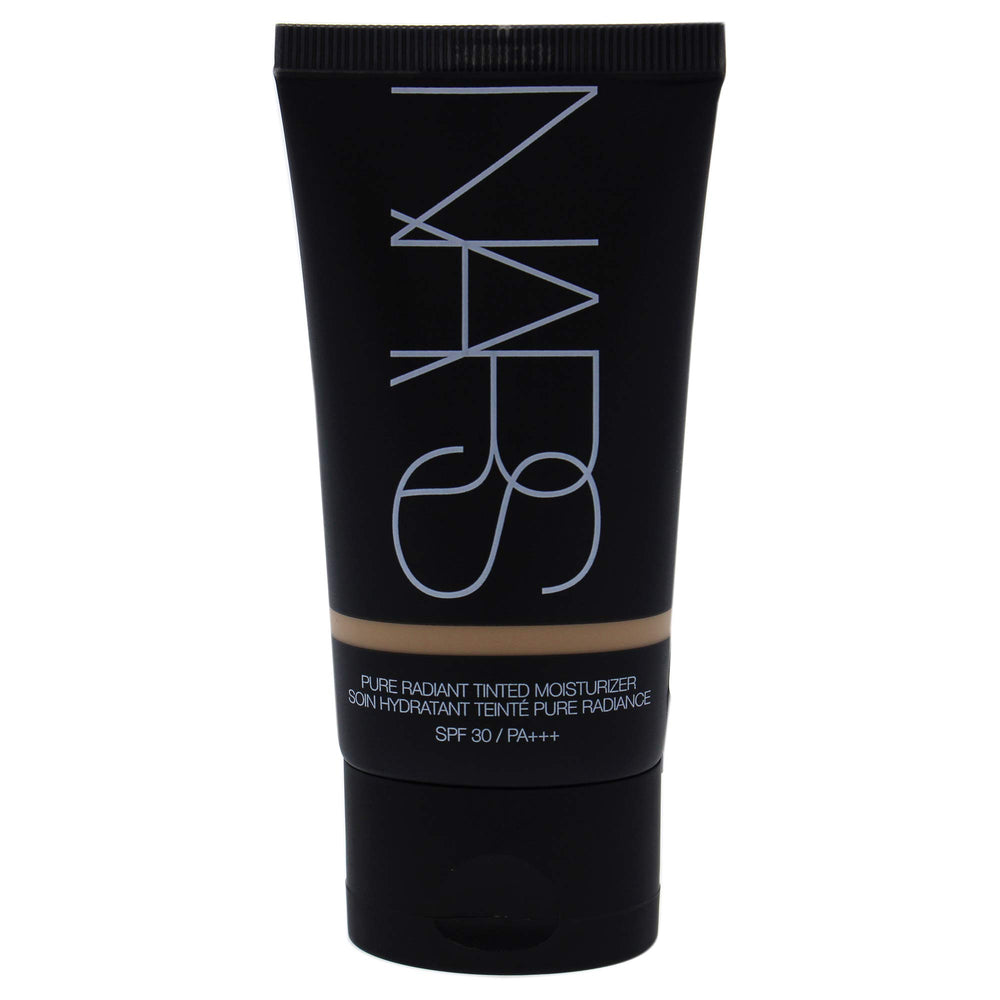 NARS Pure Radiant Tinted Moisturizer spread on skin for even tone and hydration.