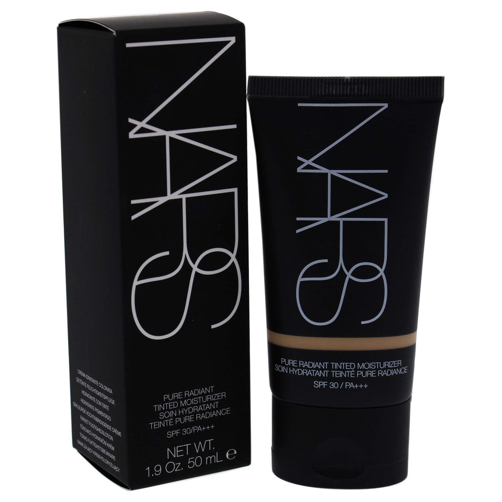NARS Pure Radiant Tinted Moisturizer swatch highlights natural glow and color matching.
