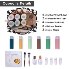 Narwey checkered makeup bag inner pockets keep brushes and small items neatly separated.