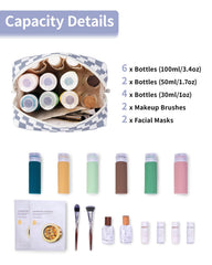 Narwey checkered makeup bag interior pockets neatly organize cosmetics and skincare