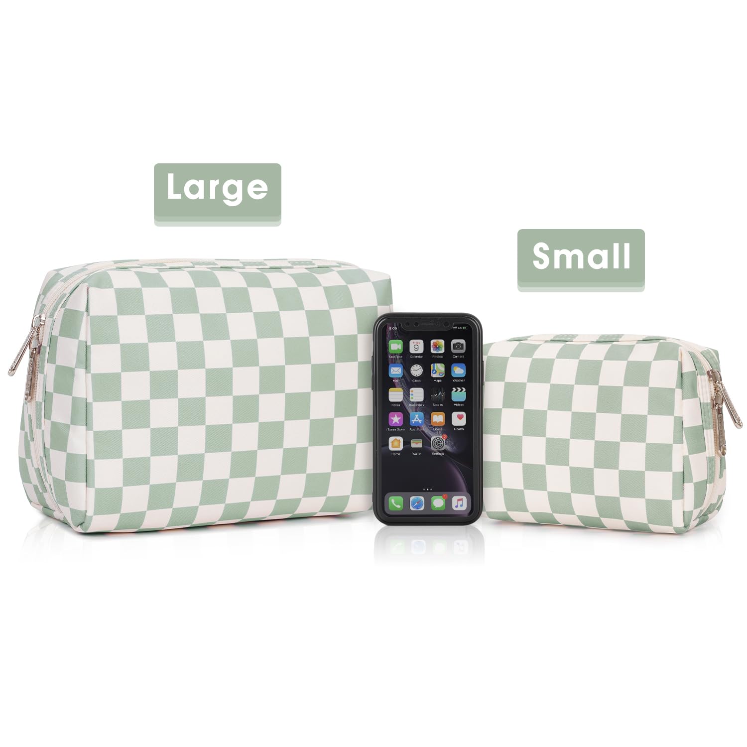 Narwey mint-green checker pattern adds a stylish travel companion.