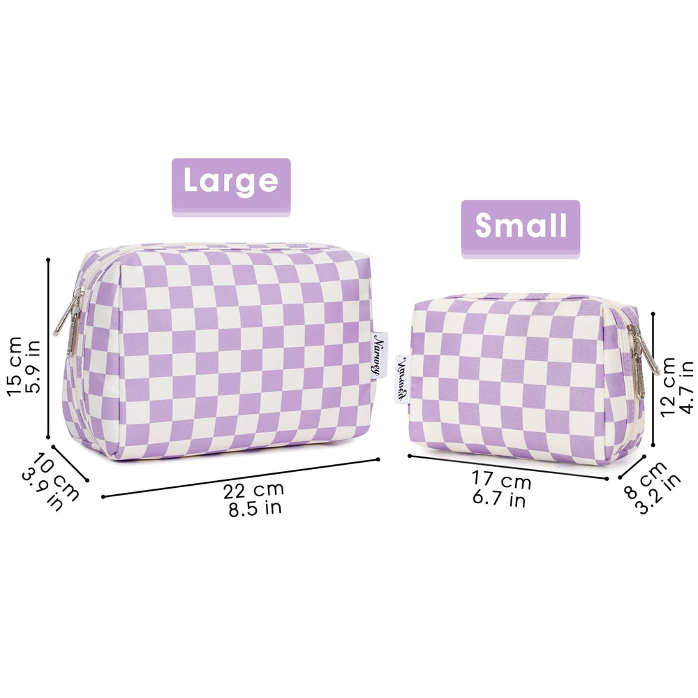 Narwey checkered makeup bag multipurpose design suits cables, medicine, and office items.