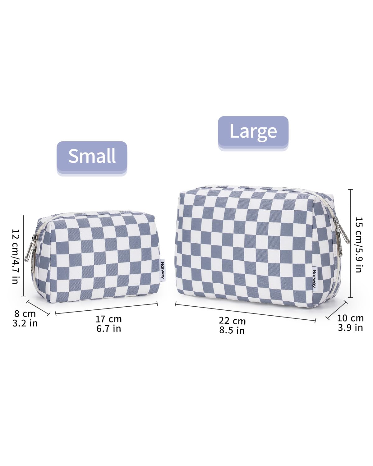 Narwey checkered makeup bag water-resistant fabric protects items during travel