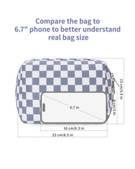 Narwey checkered makeup bag smooth zipper closure for easy access