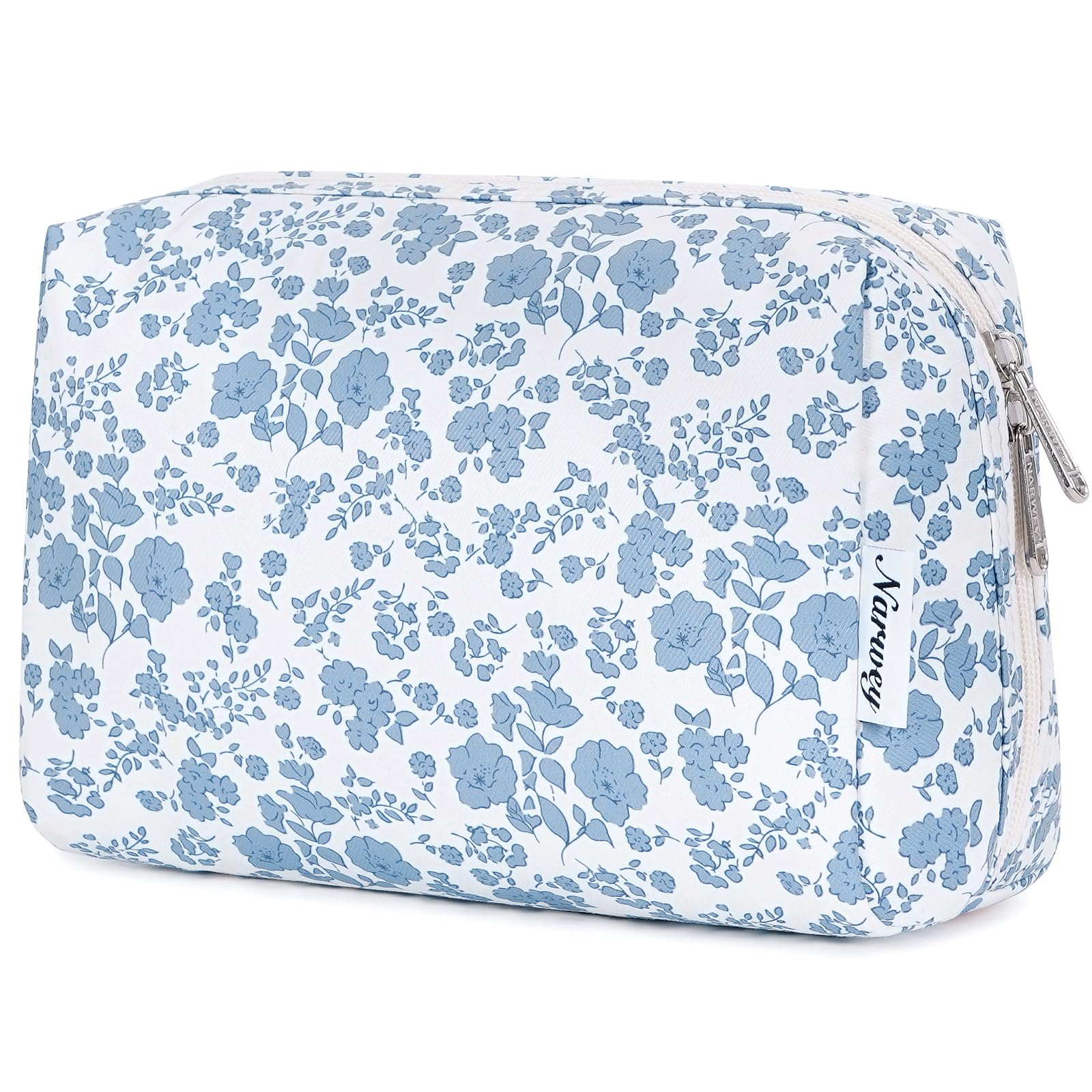 Narwey cute floral makeup bag with main compartment keeps your essentials organized on the go.