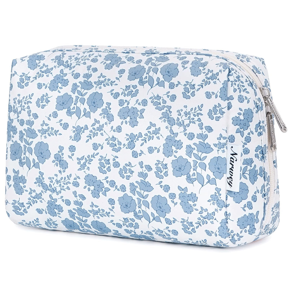 Narwey cute floral makeup bag with main compartment keeps your essentials organized on the go.