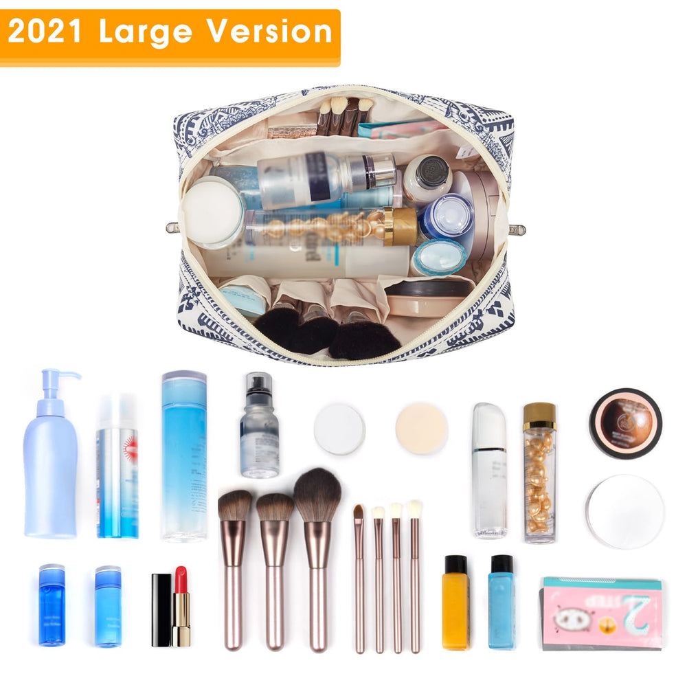 Narwey elephant makeup bag interior compartments neatly organizing brushes and cosmetics