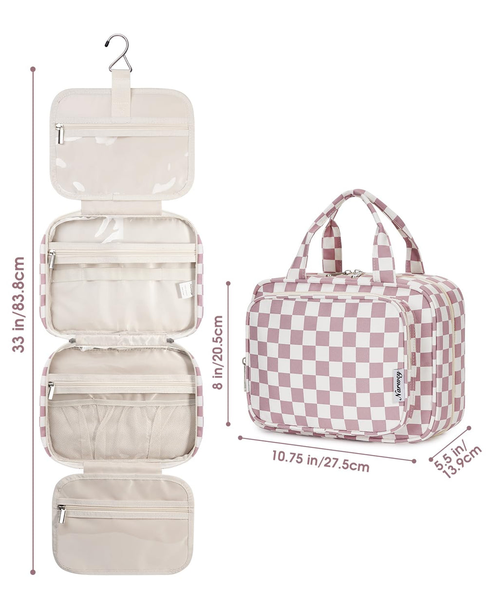 Narwey hanging toiletry bag large capacity yet lightweight design supports packing.
