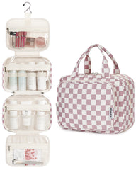Narwey hanging toiletry bag folded size shows compact travel-ready dimensions.