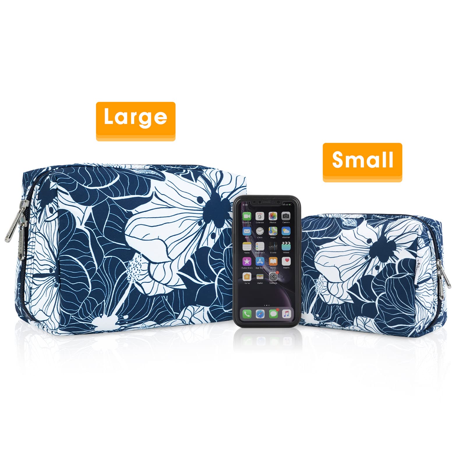 Narwey large blue lotus makeup bag gift ready design for friends