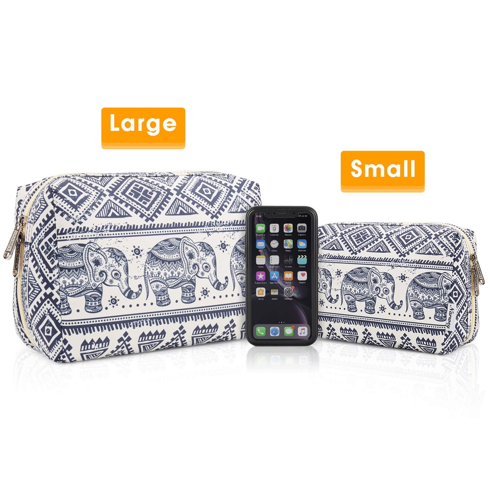 Narwey large makeup bag accommodates skincare, makeup and travel toiletries