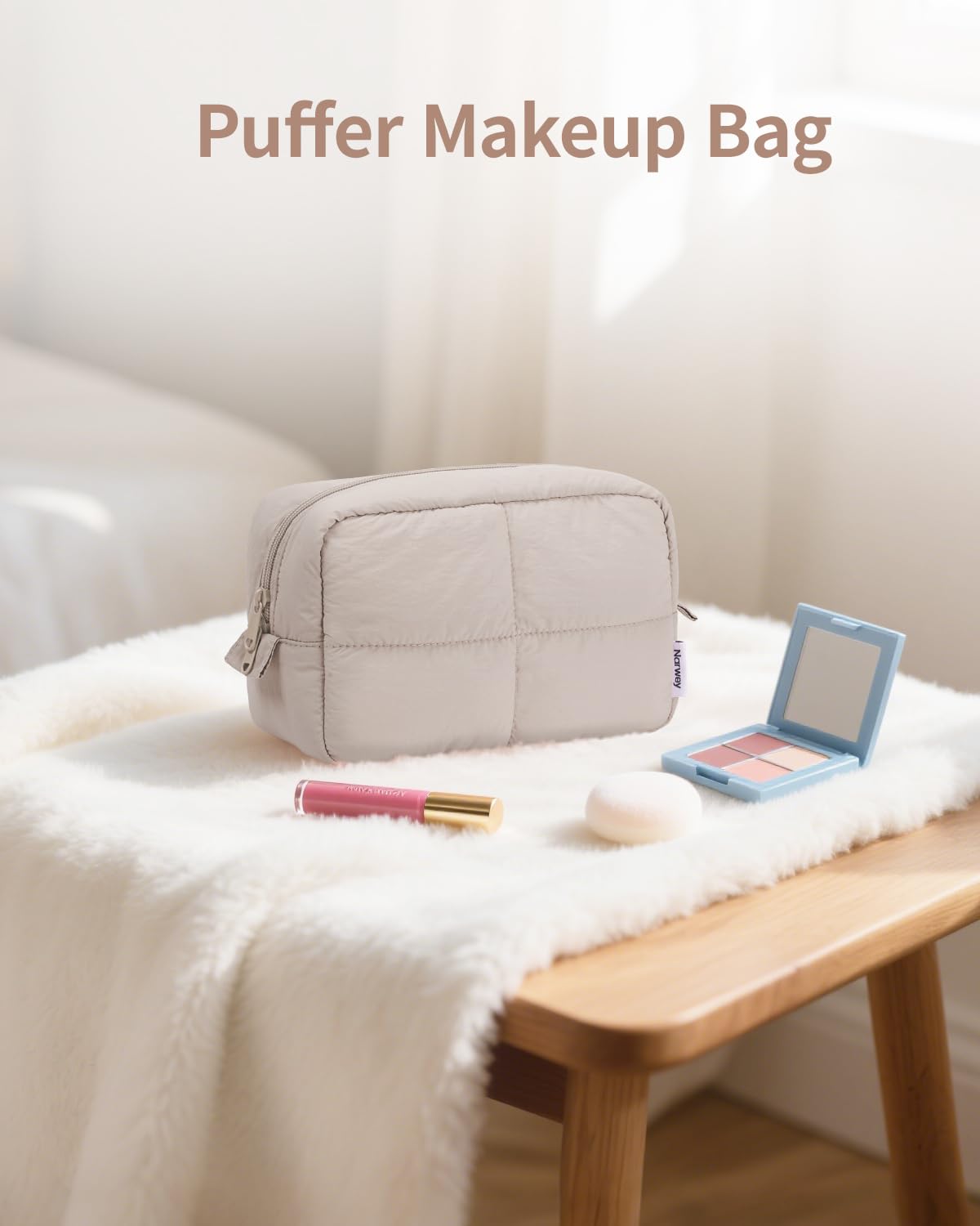 Narwey gift-ready makeup bag khaki with versatile travel styling