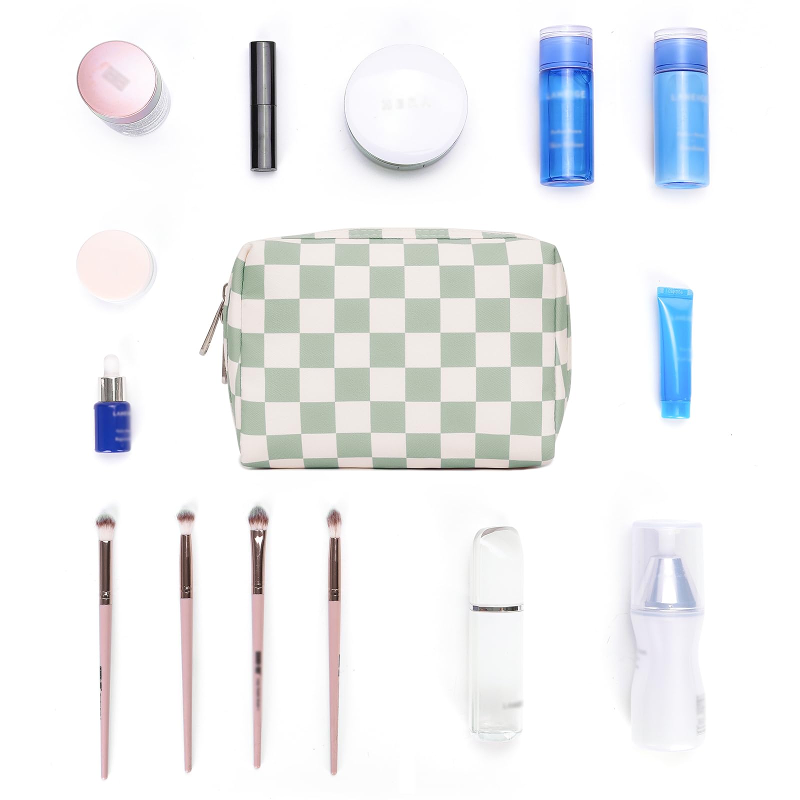 Narwey bag interior compartments keep cosmetics neatly separated for organized packing.