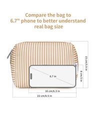 Narwey striped makeup bag durable zipper for reliable daily use