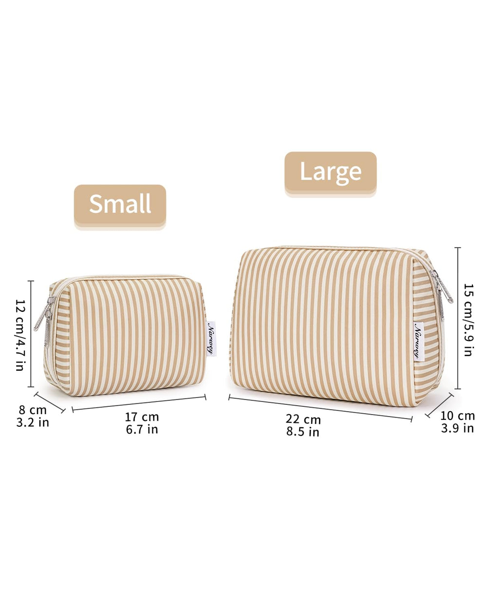 Narwey striped makeup bag gift-ready packaging for gifting
