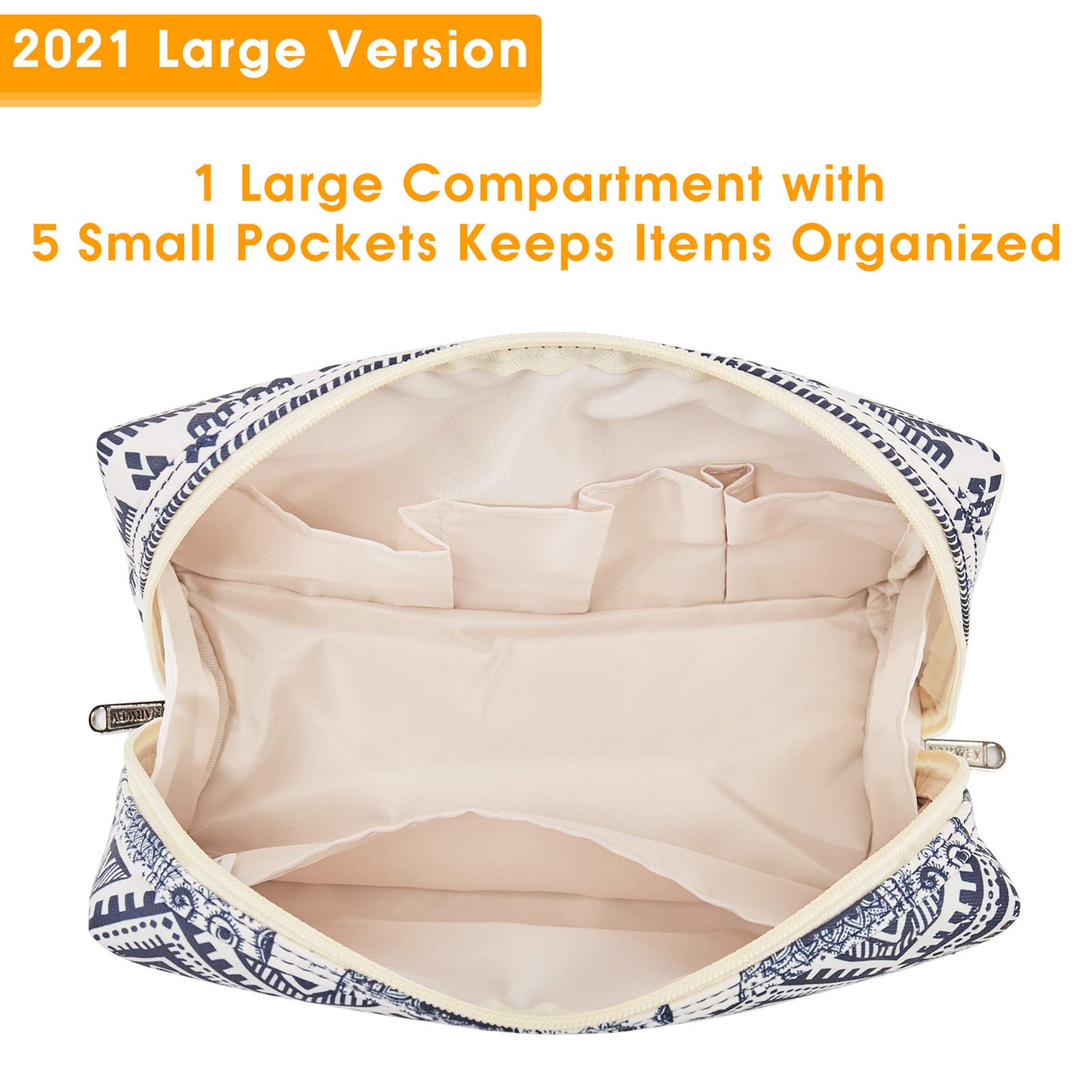 Narwey travel cosmetic bag with water-resistant fabric and durable zippers