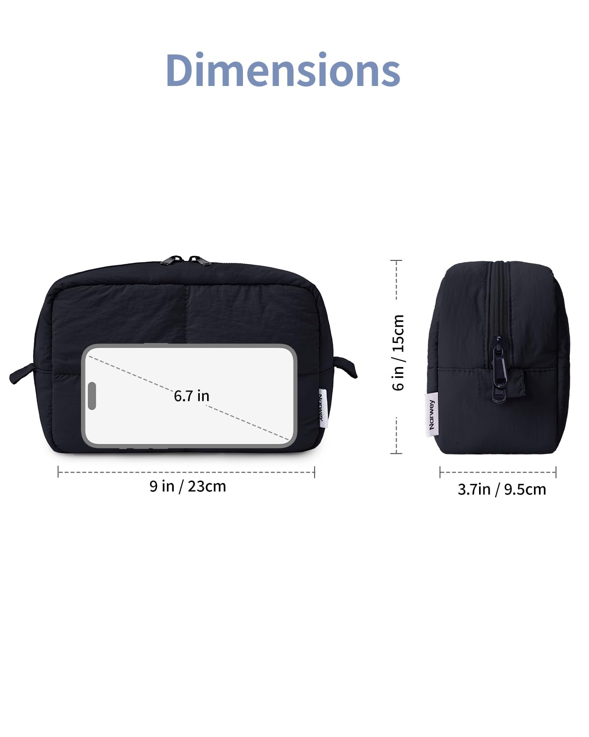 Narwey travel makeup bag black versatility for cosmetics and travel use