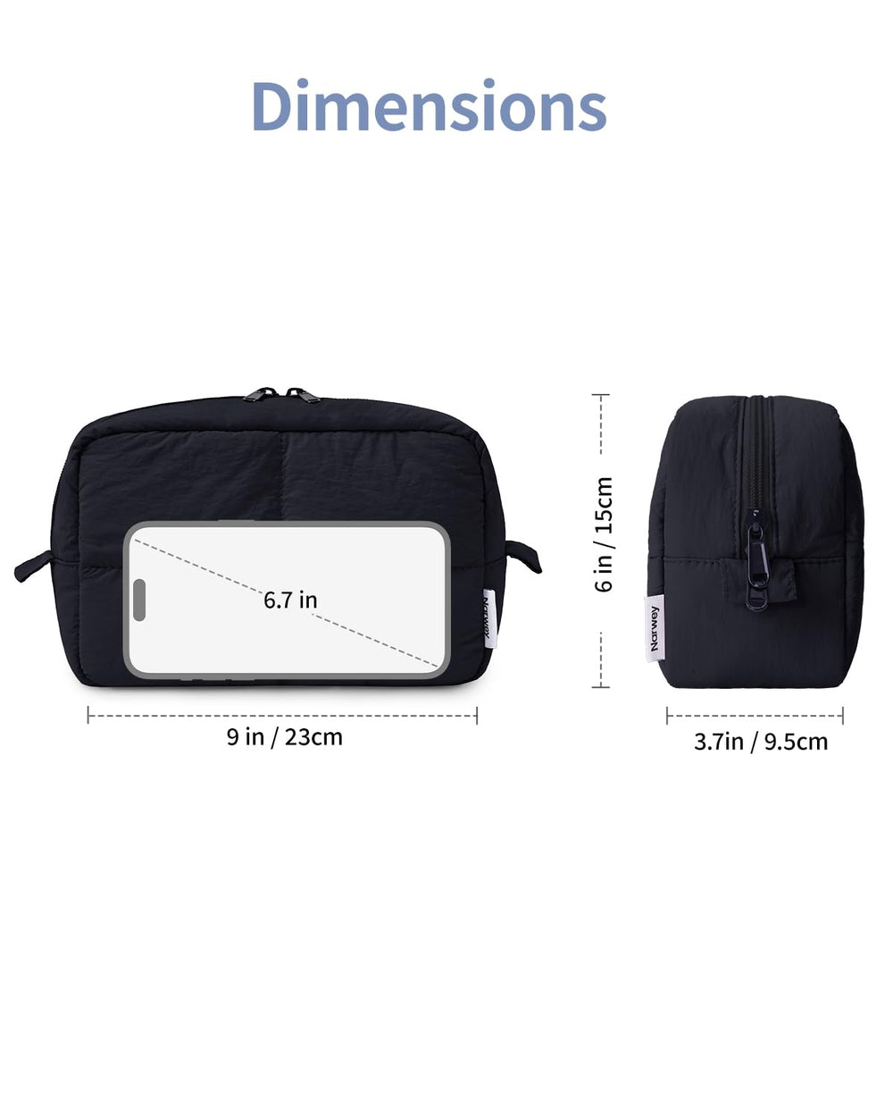 Narwey travel makeup bag black versatility for cosmetics and travel use