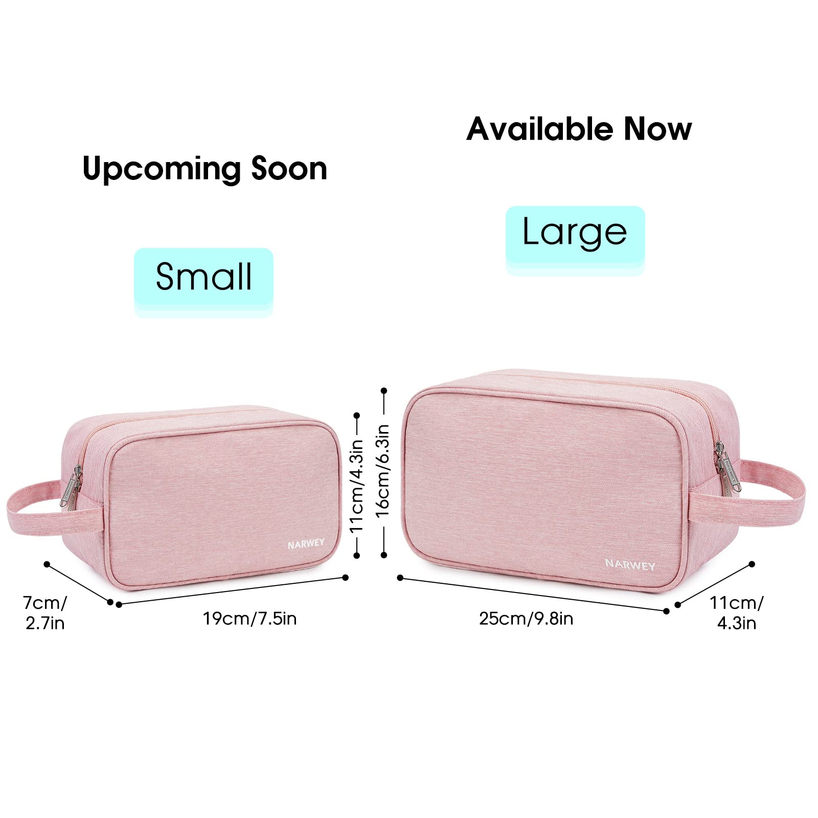 Narwey Travel Toiletry Bag pink interior pockets, organizes small toiletries.