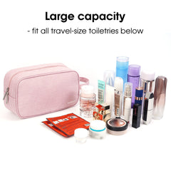 Narwey Travel Toiletry Bag pink side handle, sturdy carry on trips.