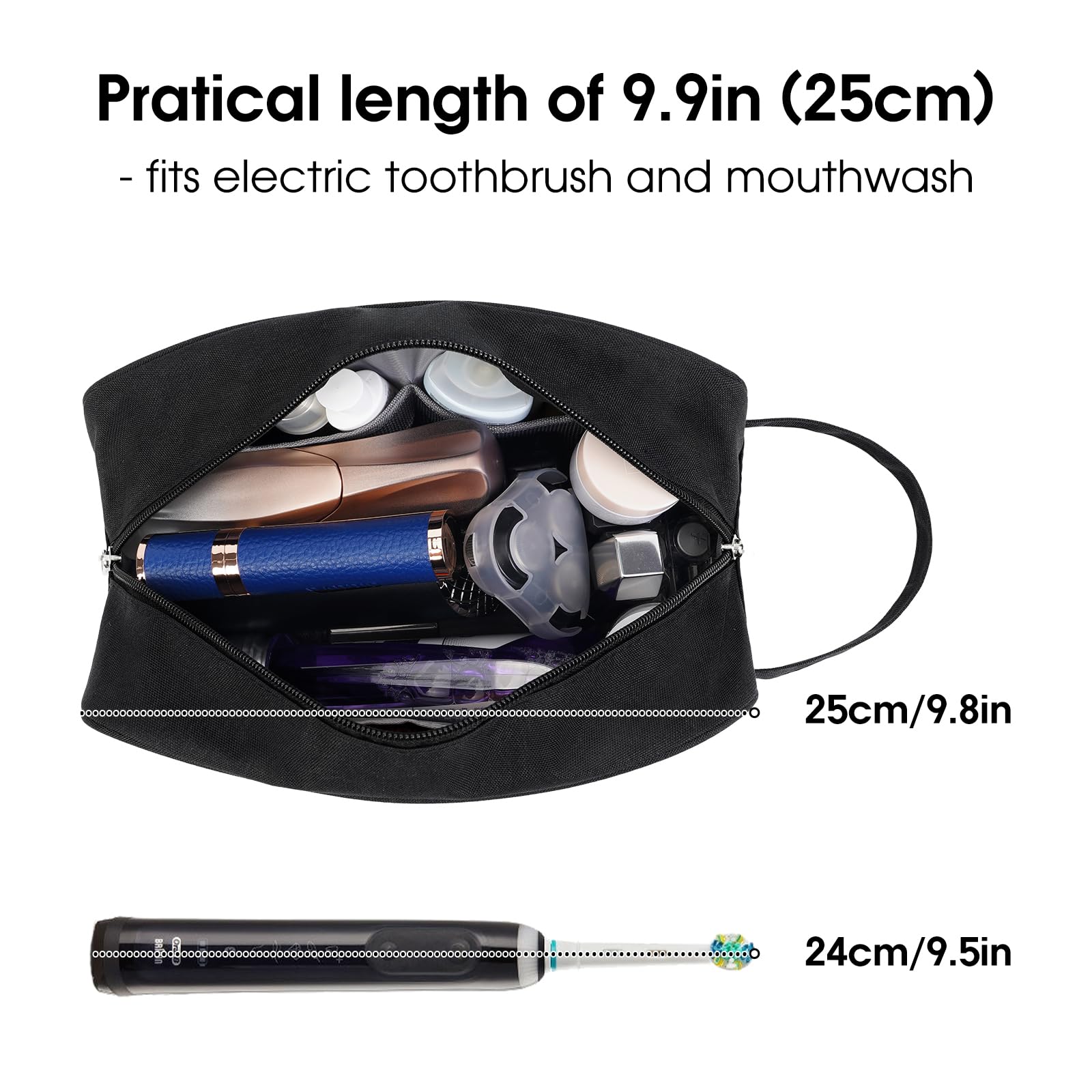 Narwey travel toiletry bag side handle, sturdy carry for effortless transport on trips.