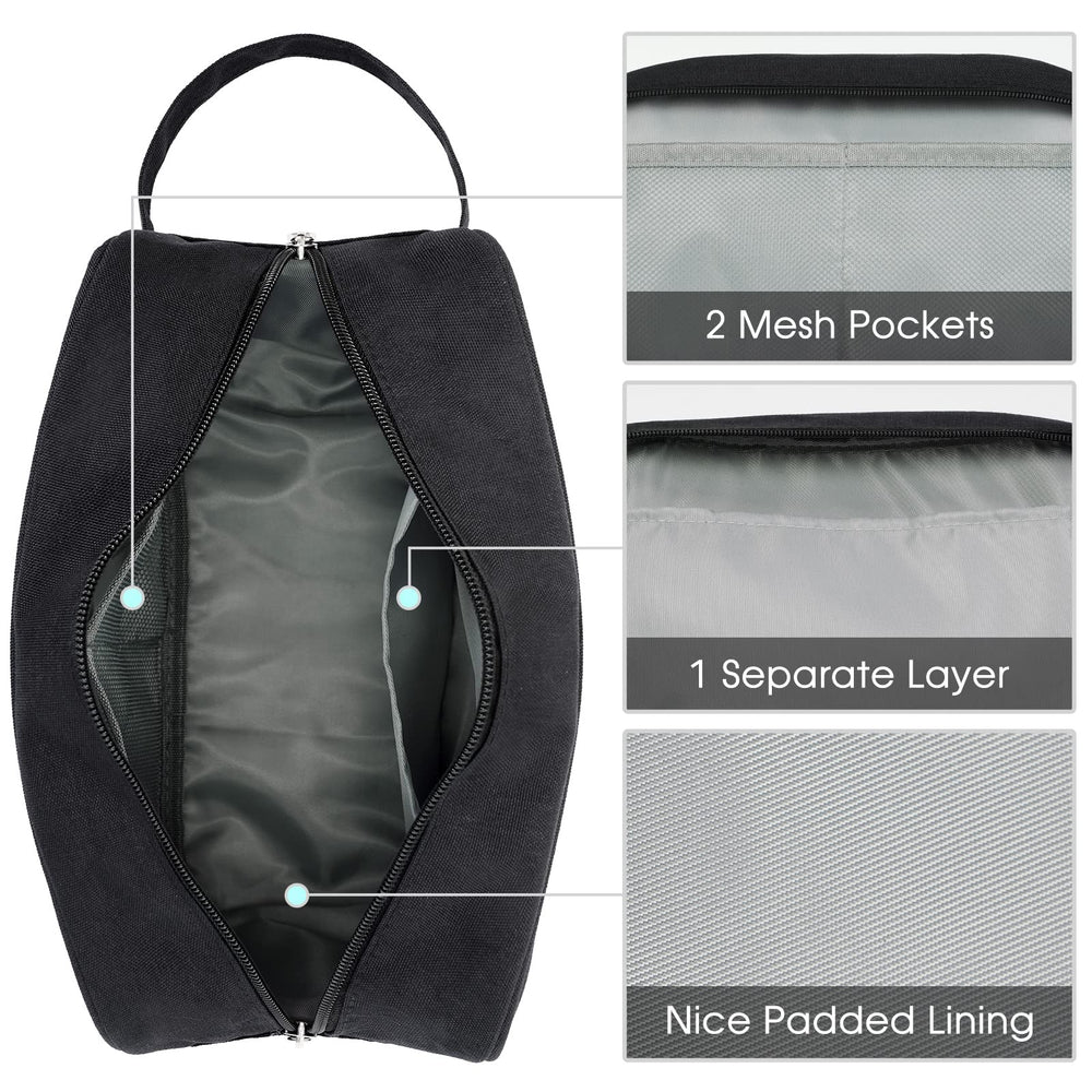 Narwey travel toiletry bag water-resistant fabric, easy wipe-clean durability for travel.